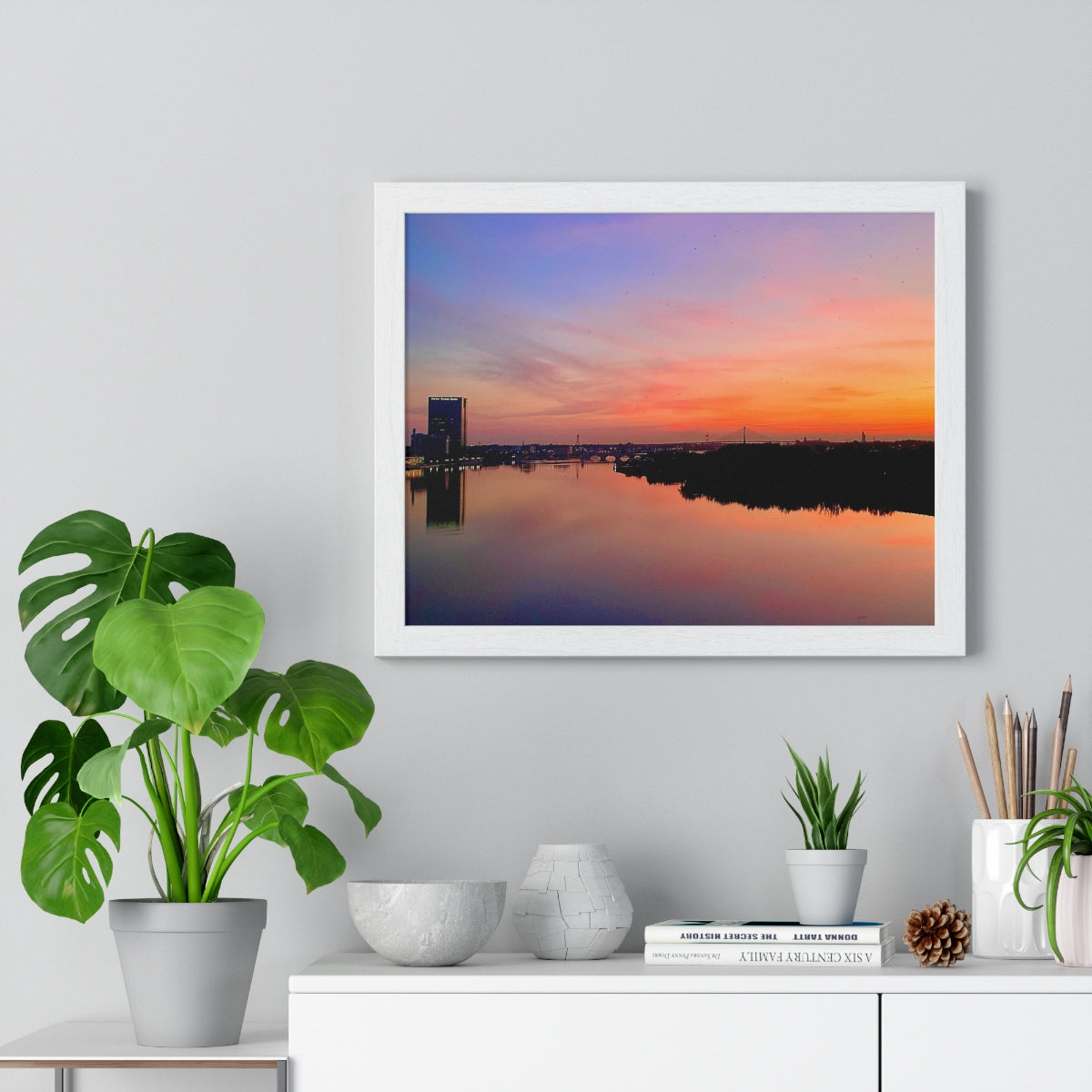 Glass City Sunset Premium Framed Horizontal Poster (14 Variations)