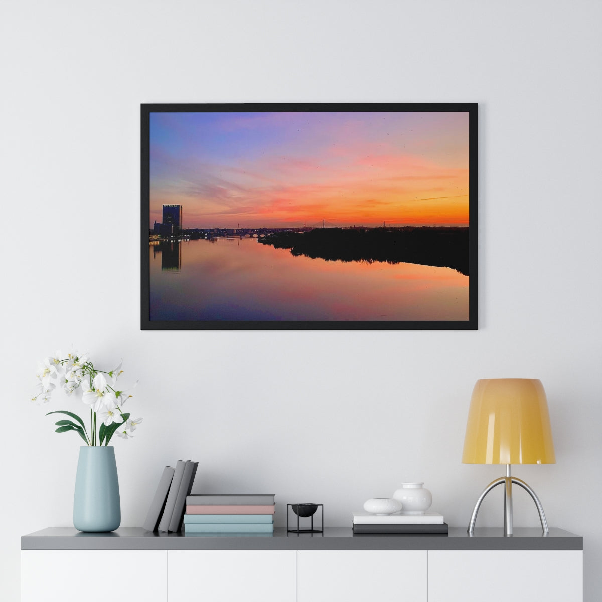 Glass City Sunset Premium Framed Horizontal Poster (14 Variations)