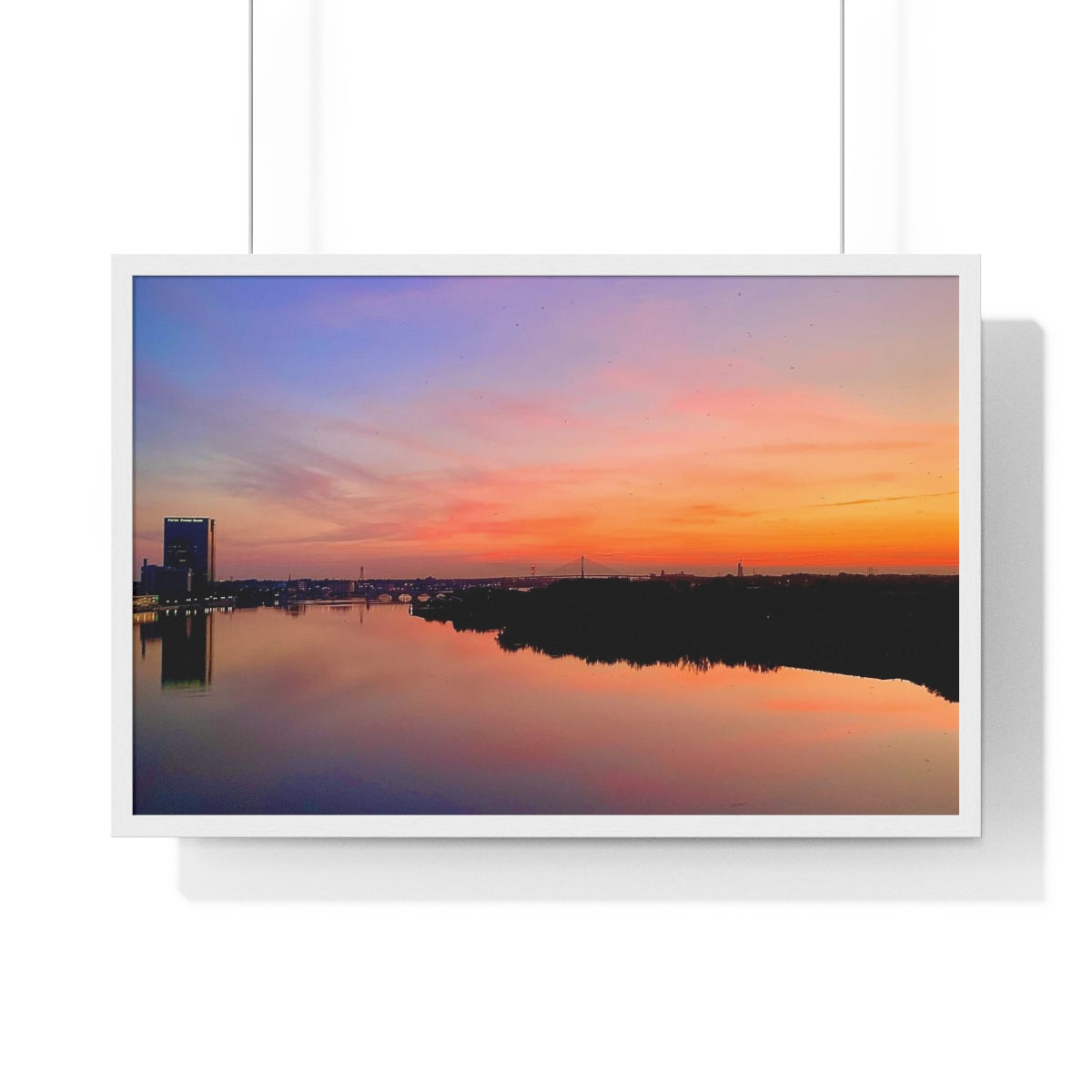 Glass City Sunset Premium Framed Horizontal Poster (14 Variations)