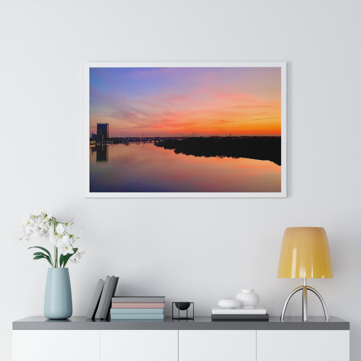 Glass City Sunset Premium Framed Horizontal Poster (14 Variations)