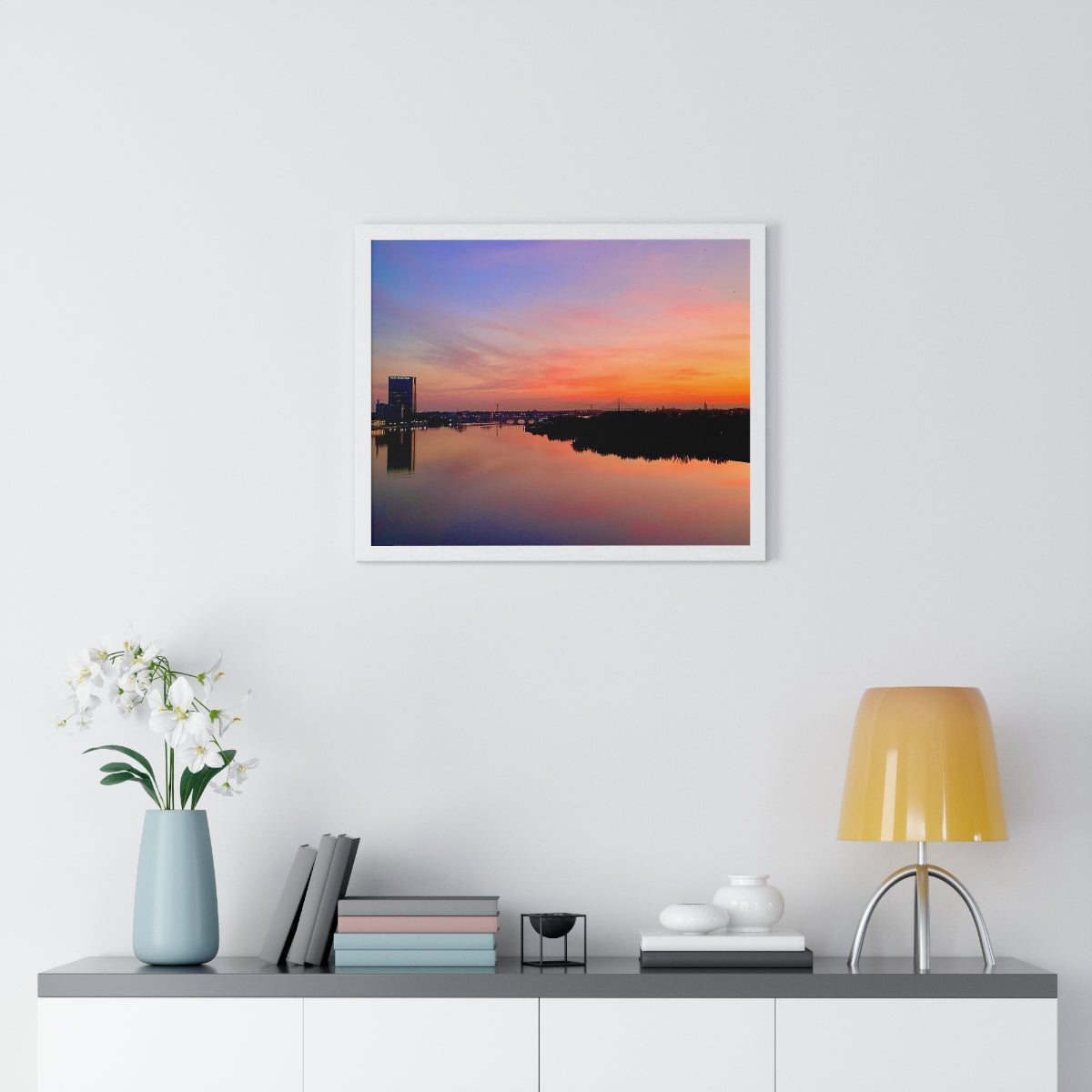 Glass City Sunset Premium Framed Horizontal Poster (14 Variations)