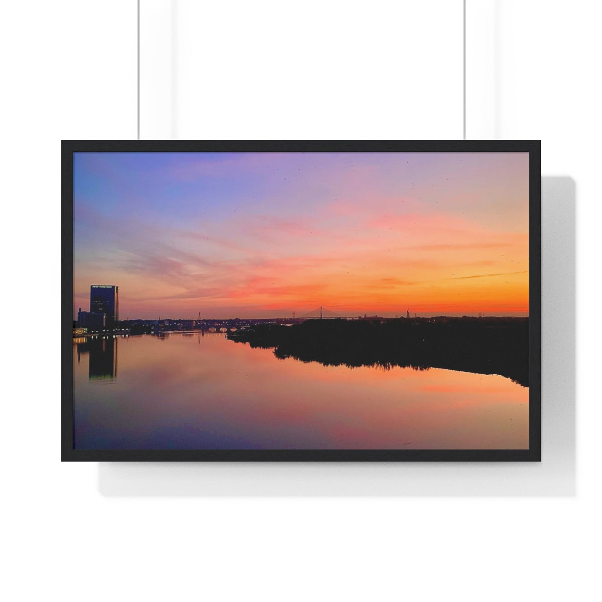 Glass City Sunset Premium Framed Horizontal Poster (14 Variations)