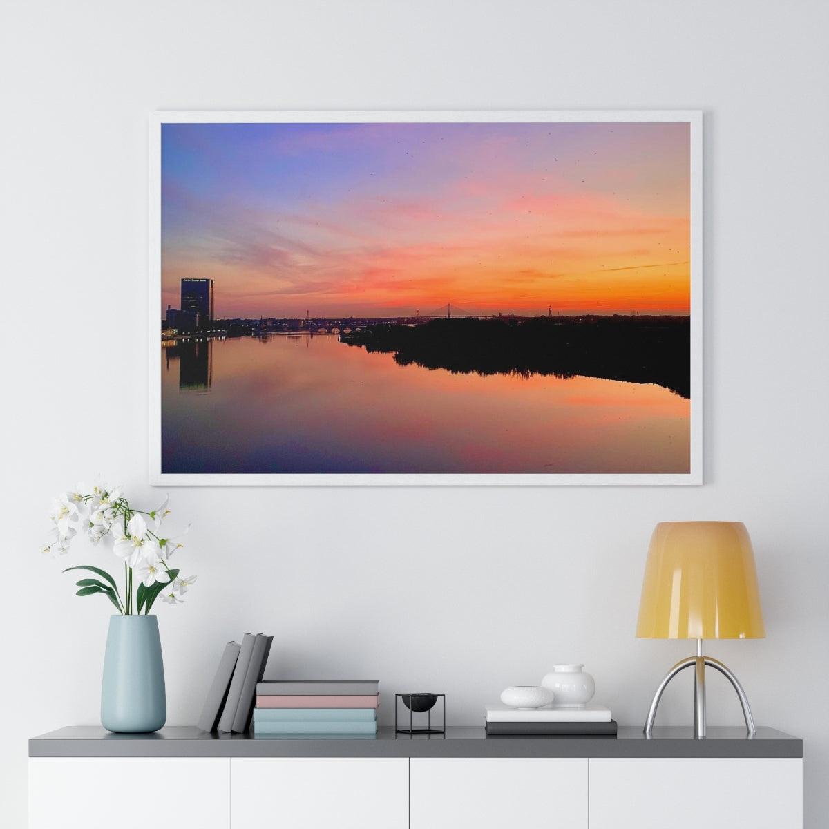 Glass City Sunset Premium Framed Horizontal Poster (14 Variations)