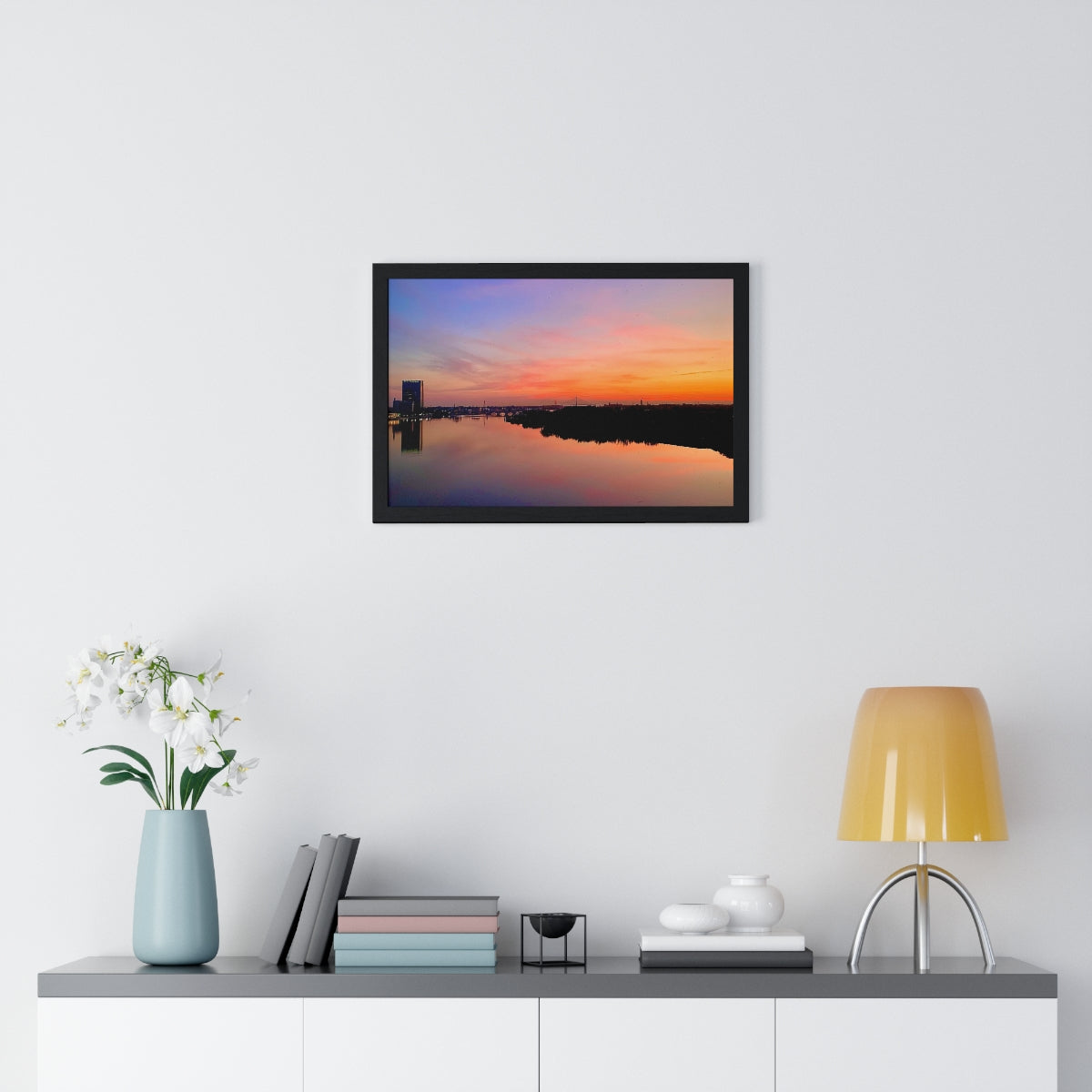 Glass City Sunset Premium Framed Horizontal Poster (14 Variations)