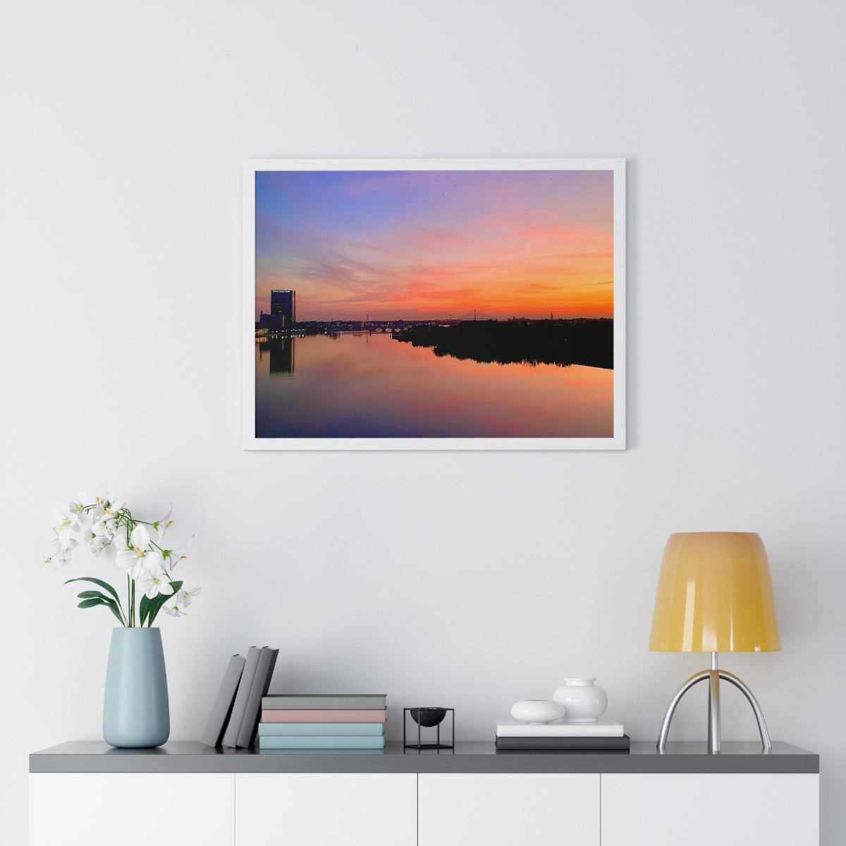 Glass City Sunset Premium Framed Horizontal Poster (14 Variations)