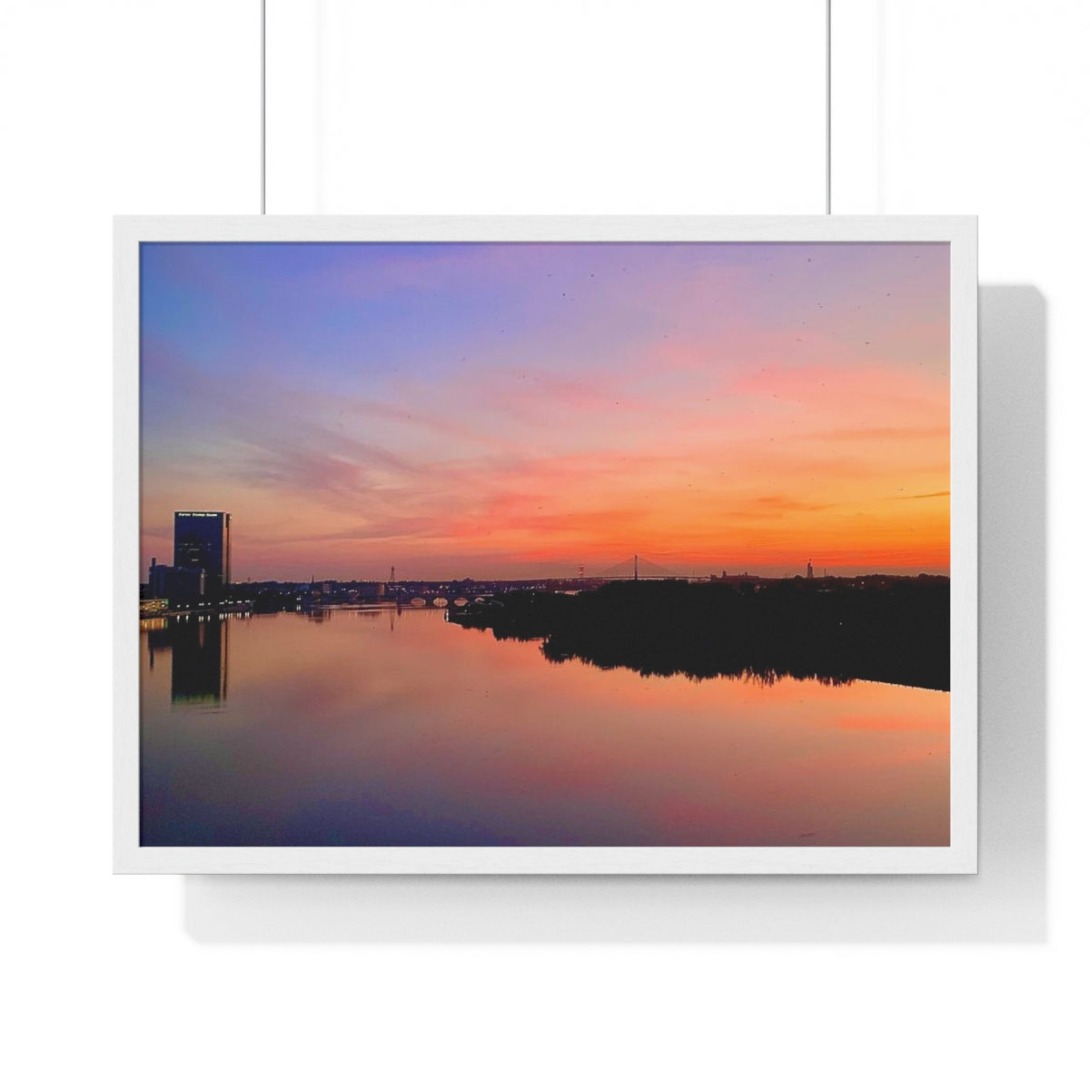 Glass City Sunset Premium Framed Horizontal Poster (14 Variations)