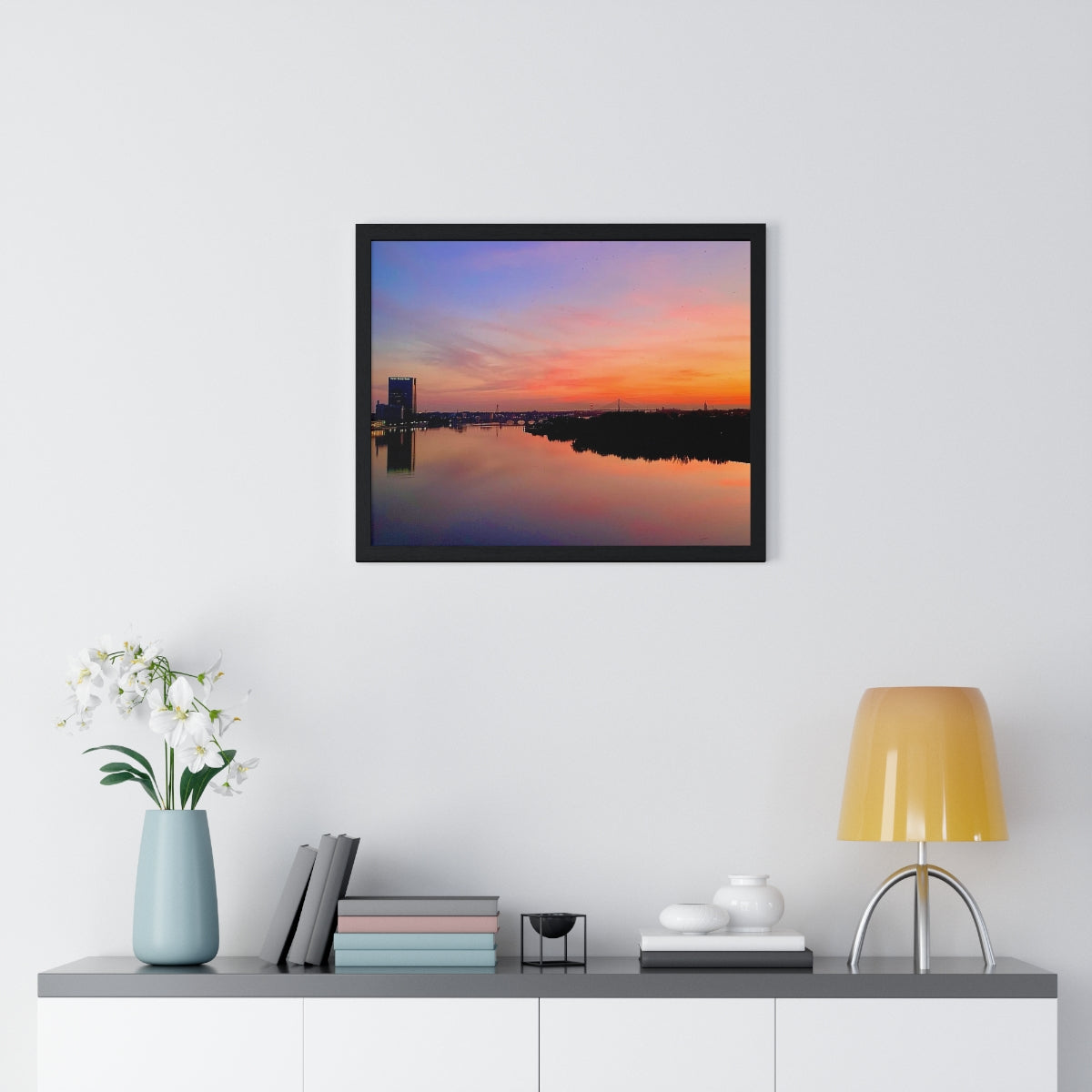 Glass City Sunset Premium Framed Horizontal Poster (14 Variations)