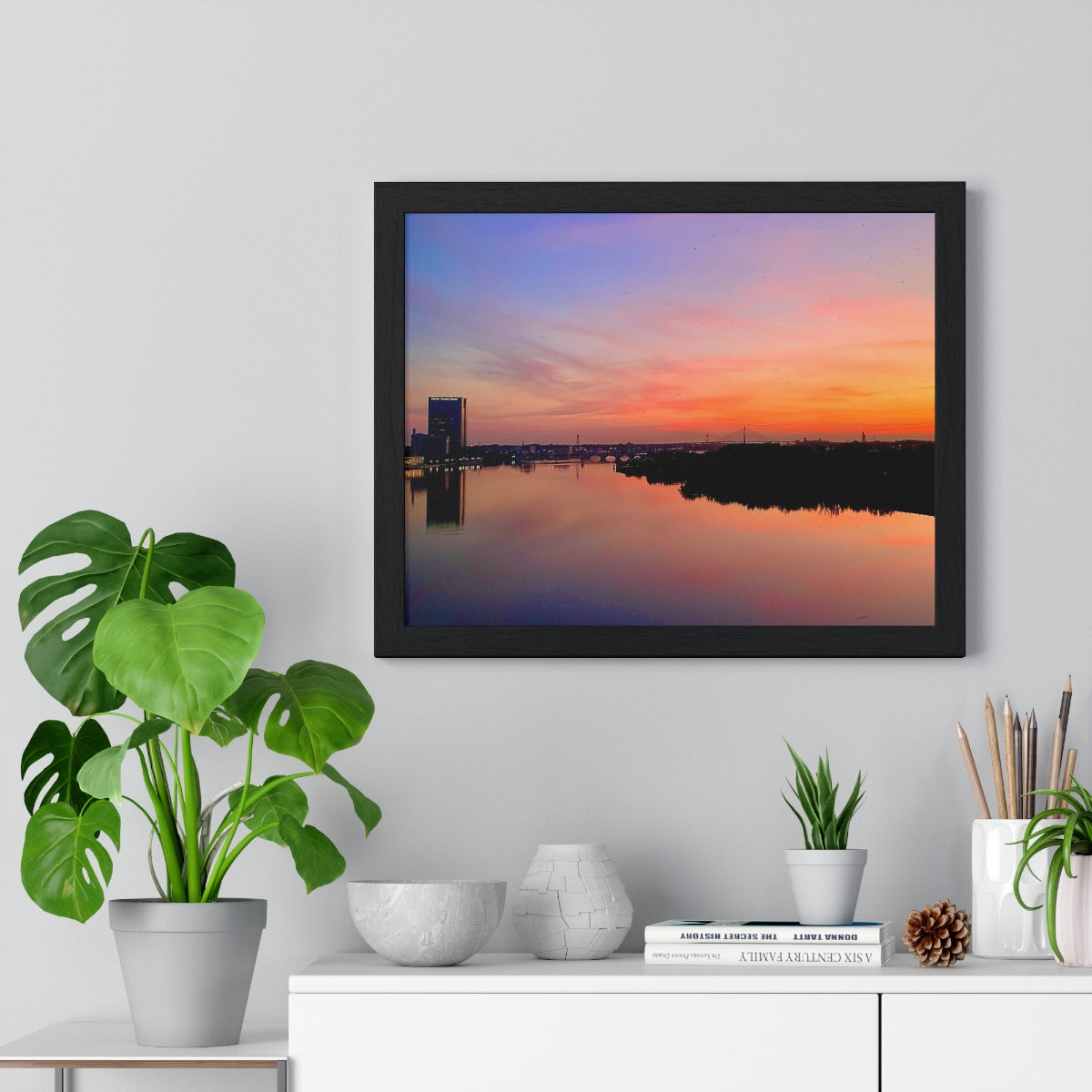Glass City Sunset Premium Framed Horizontal Poster (14 Variations)