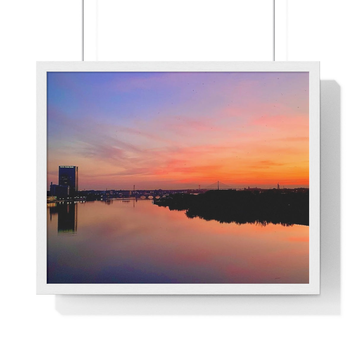Glass City Sunset Premium Framed Horizontal Poster (14 Variations)