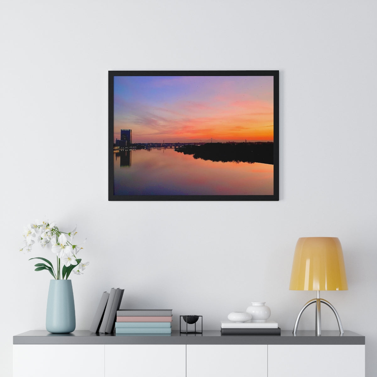 Glass City Sunset Premium Framed Horizontal Poster (14 Variations)