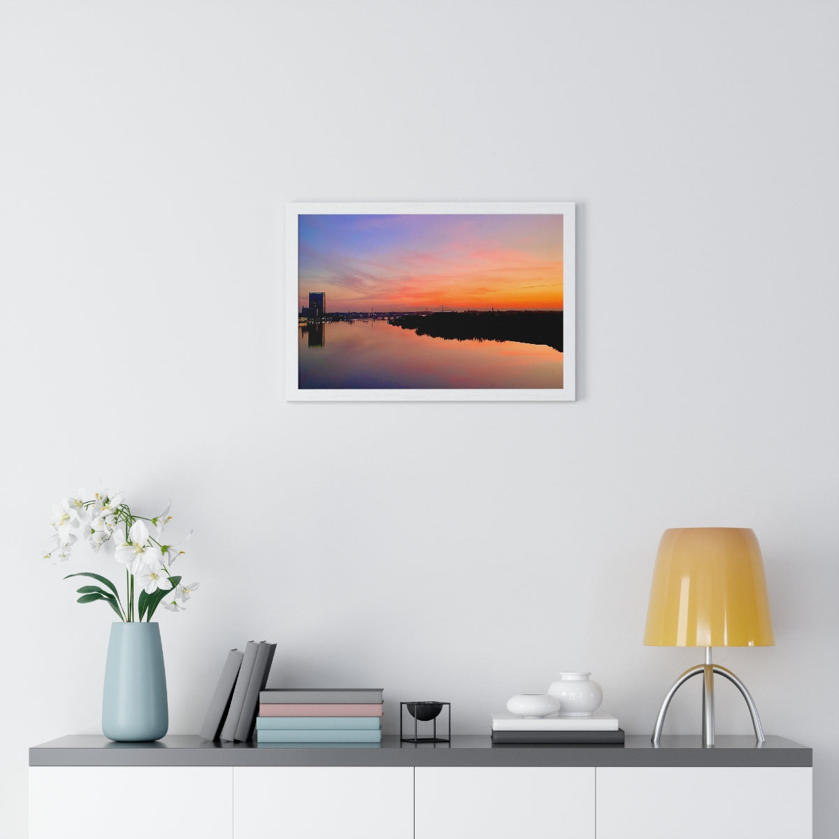 Glass City Sunset Premium Framed Horizontal Poster (14 Variations)